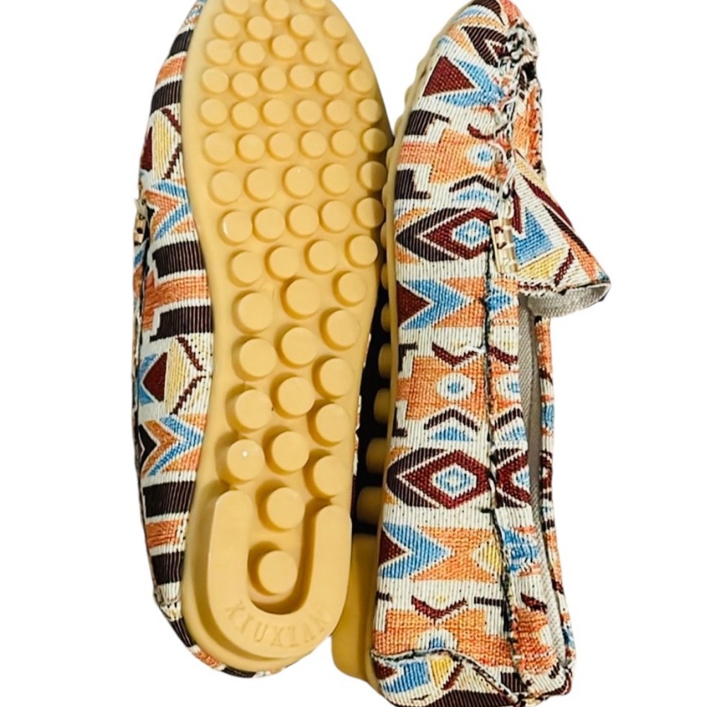 Multi colored with yellow orange blue burgundy cream